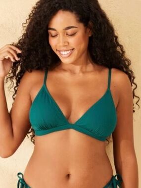 Shade & Shore Ribbed Triangle Bikini Top Green Size Large (12-14) NWT